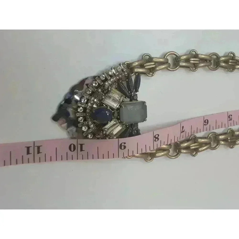 Stella And Dot Antique Gold Chunky Chain Decorative Stones Statement Necklace - Picture 6 of 7